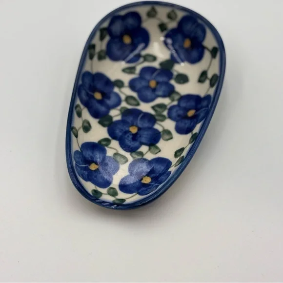 Boleslawiec Unikat Polish Pottery Royal vine Small Spoon Rest - Picture 3 of 5